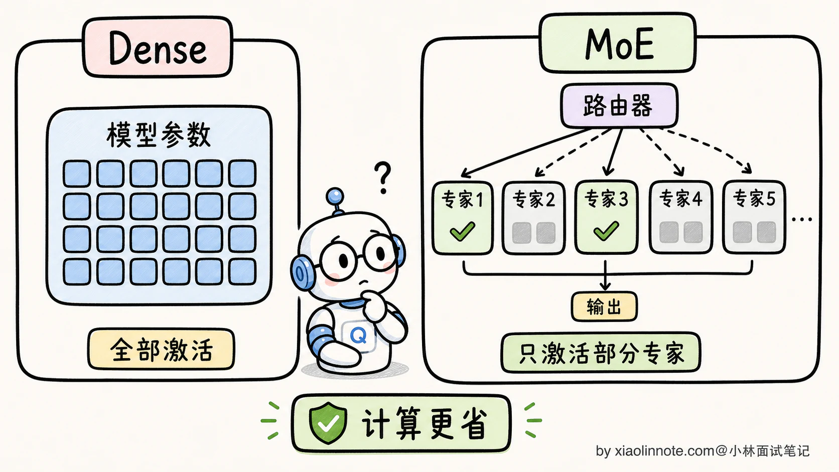 19. MoE 混合专家模型是什么?DeepSeek V3、Qwen 为什么用 MoE? - 图 1