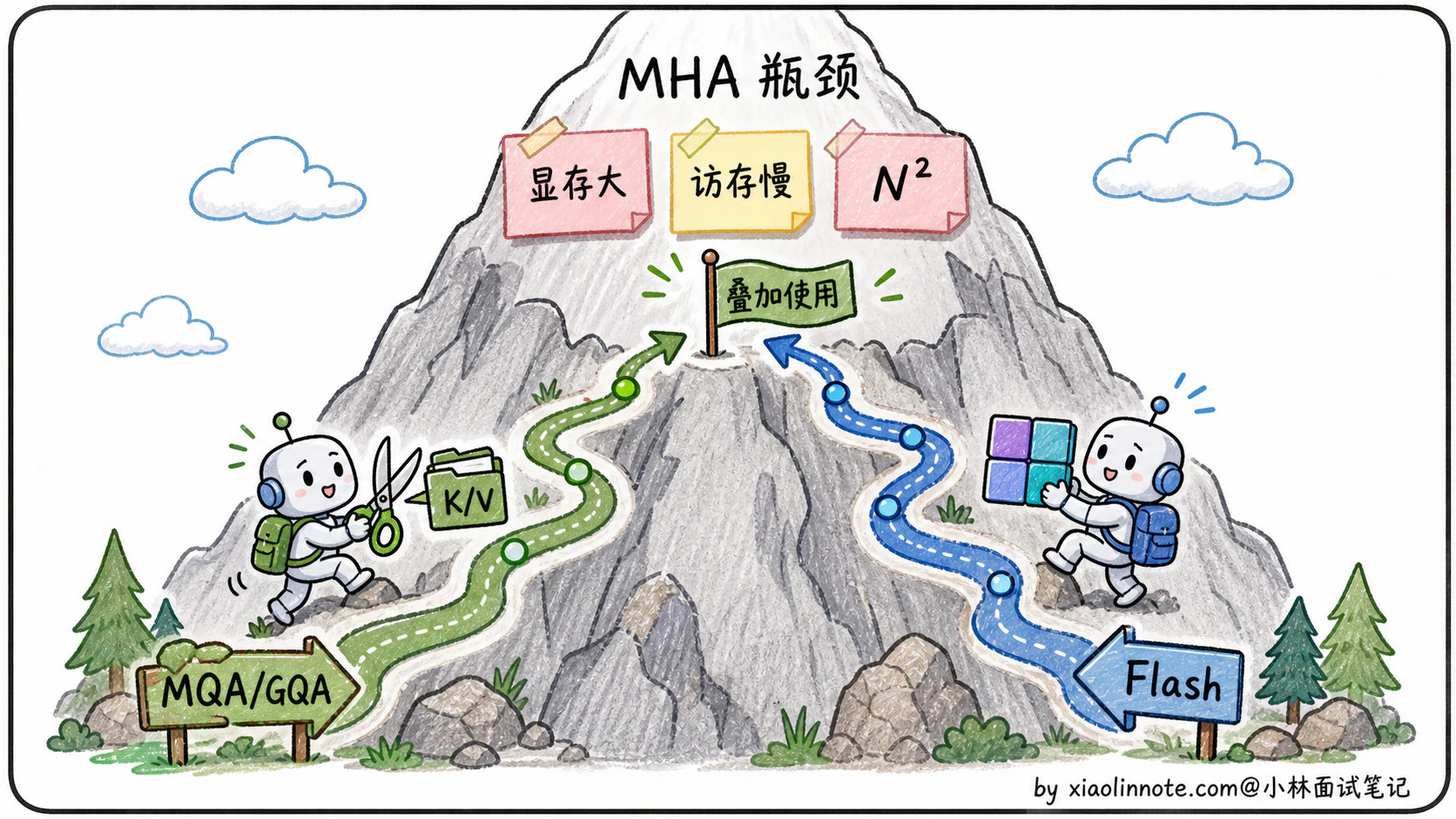 3. 多头注意力（MHA）有哪些局限？MQA、GQA、Flash Attention 怎么解决？ - 图 6